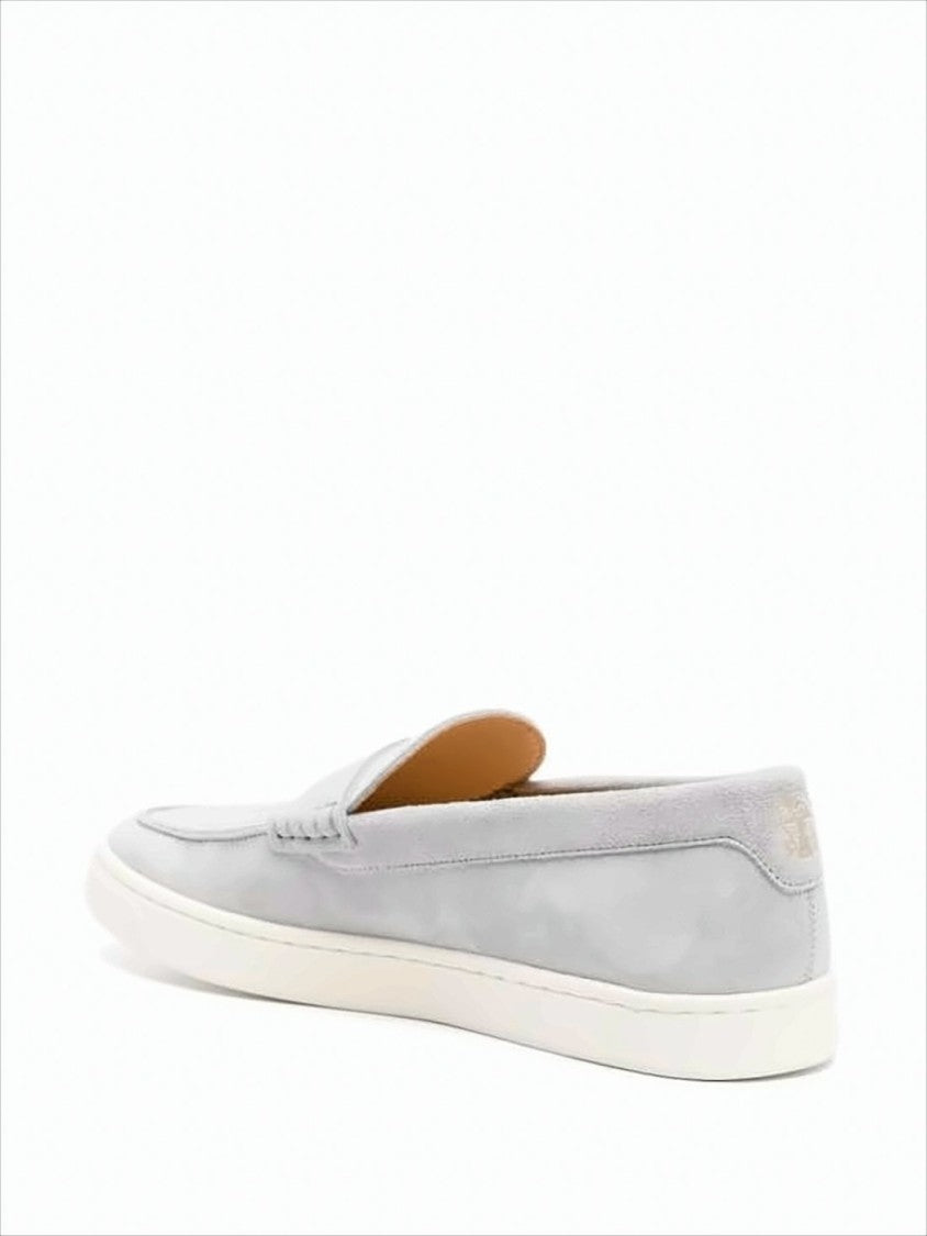 Brunello Cucinelli Grey Suede Loafers With Design