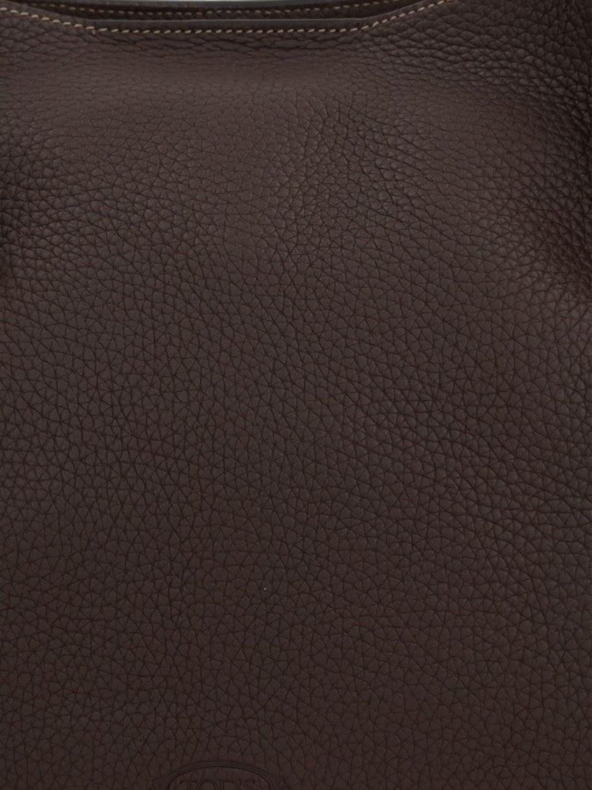 Tod's Structured Pebbled Leather Handbag With Silver-Tone Charm