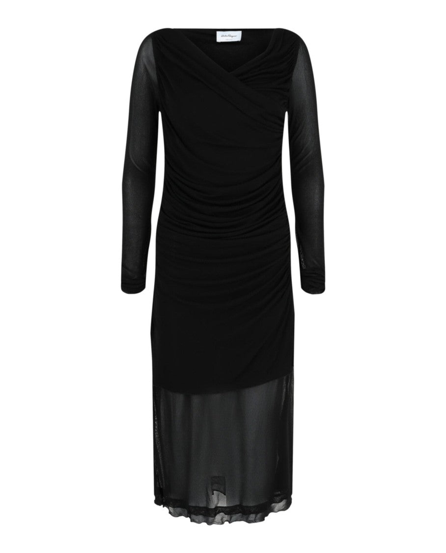 Ferragamo Ruched Long Sleeve Mini Dress