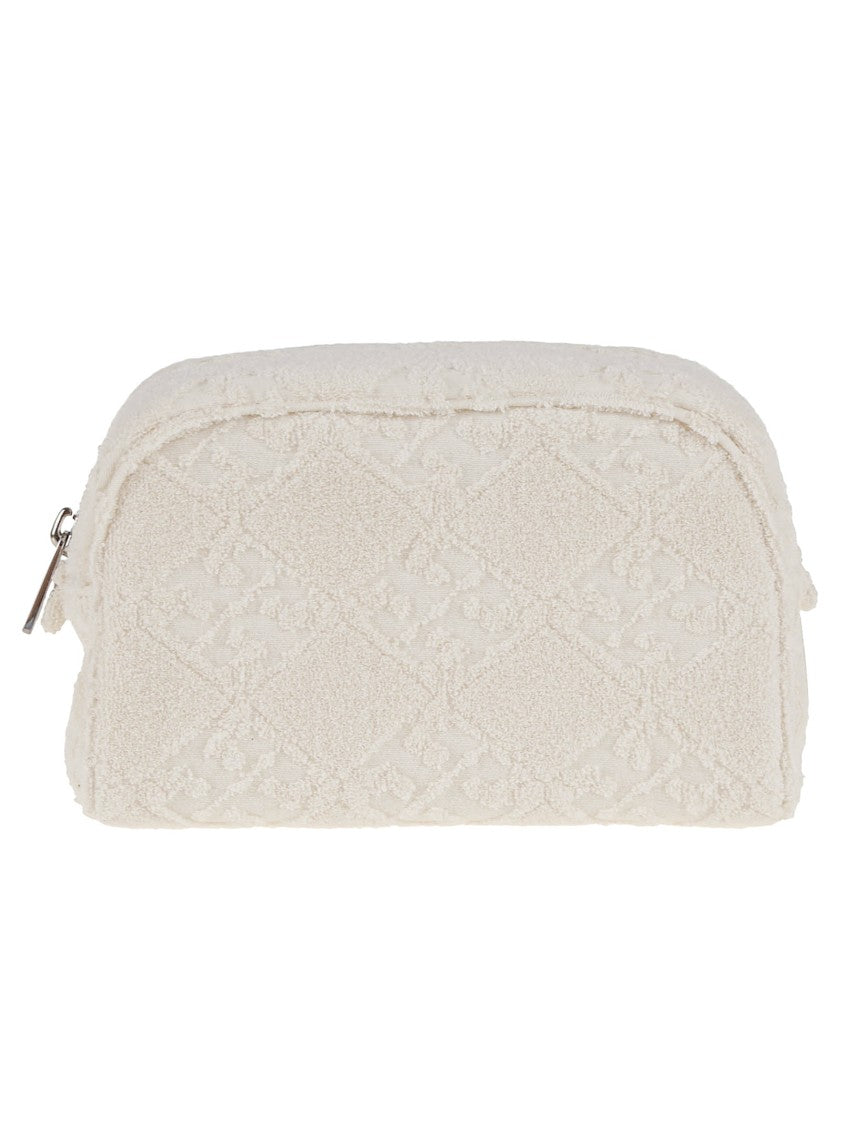 Tory Burch Textured Cotton Blend Clutch With Zip Closure