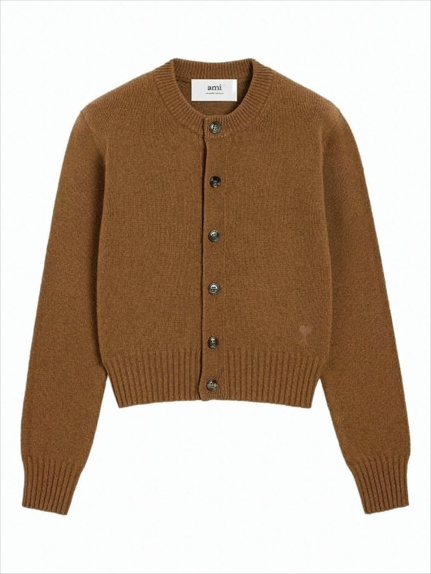 Ami Cropped Cashmere Blend Cardigan With Button-Down Front