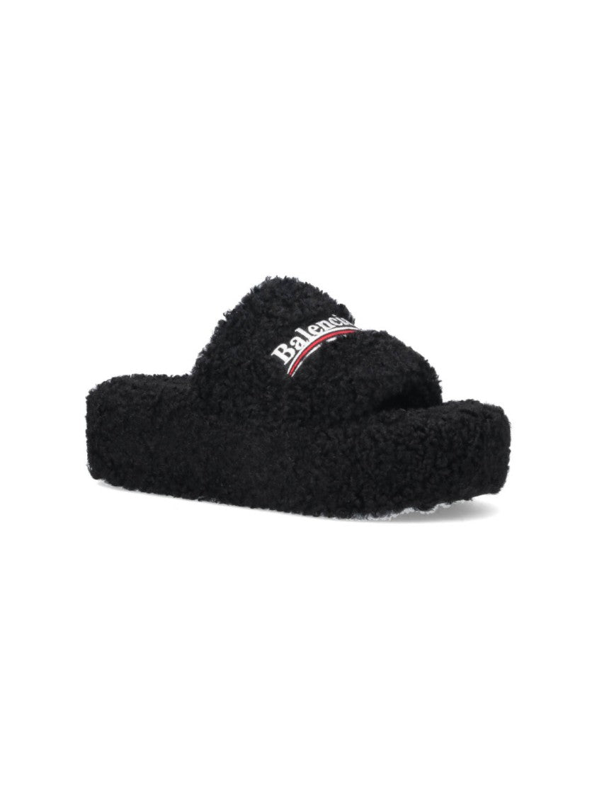 Balenciaga "Furry" Slide Sandals – Black