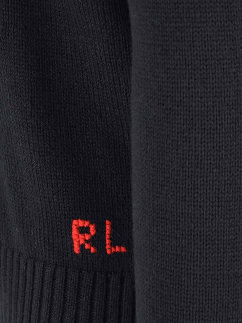 Polo Ralph Lauren Classic Black Sweater With Ribbed Cuffs