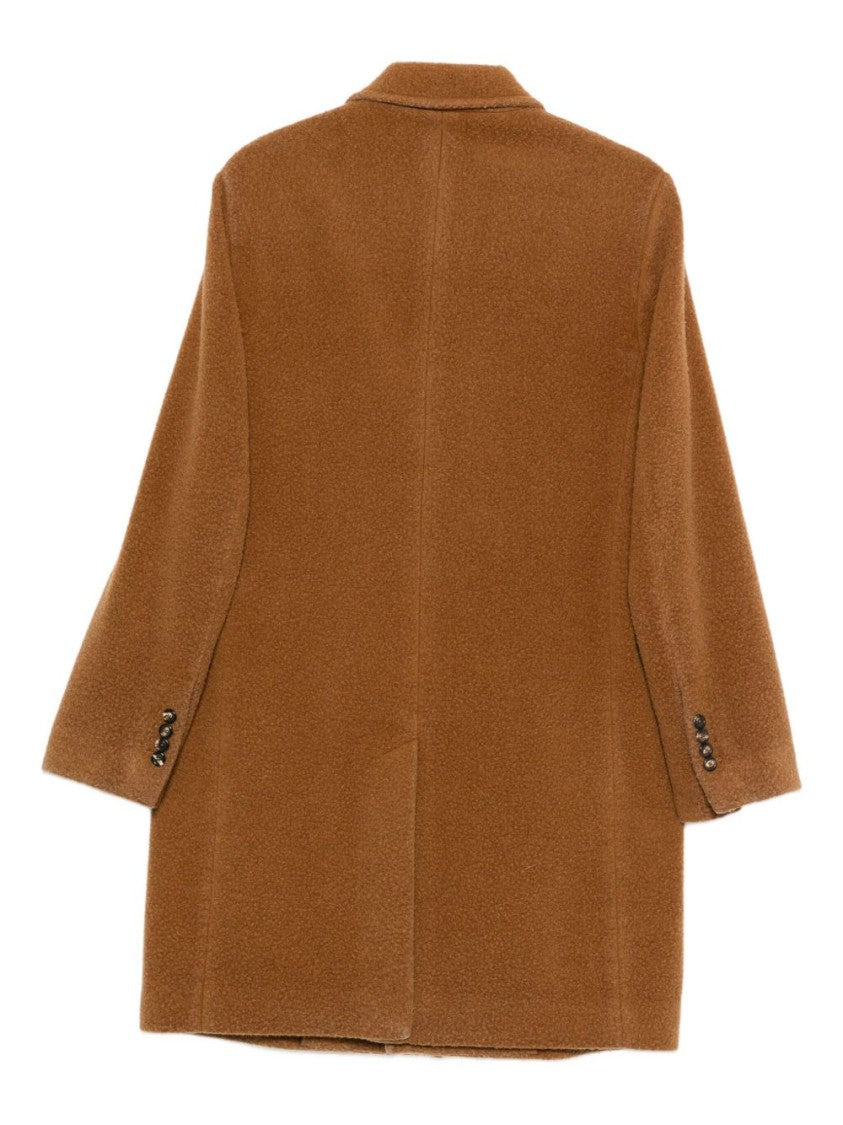Circolo 1901 Tailored Brown Overcoat With Classic Notch Lapels