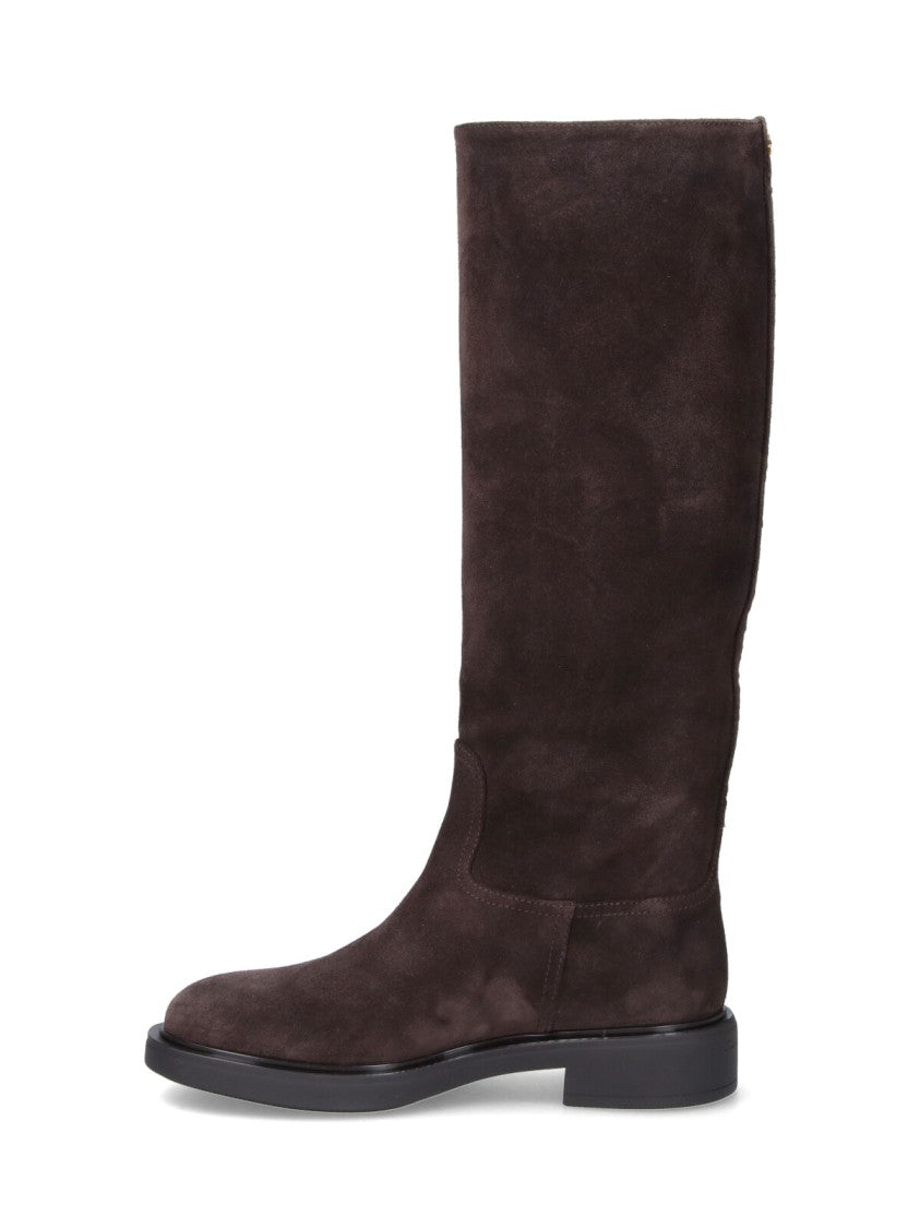 Gianvito Rossi Knee-High Suede Boots With Rounded Toe