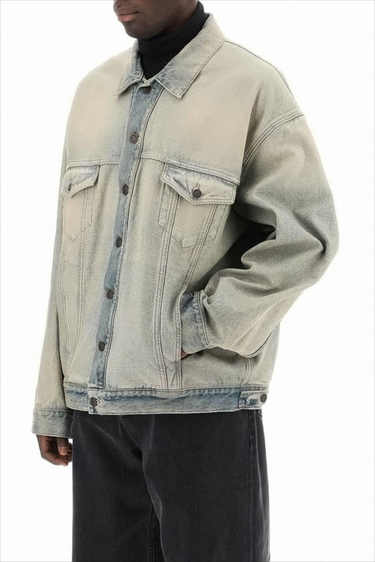 Balenciaga Faded Denim Jacket With Oversized Fit