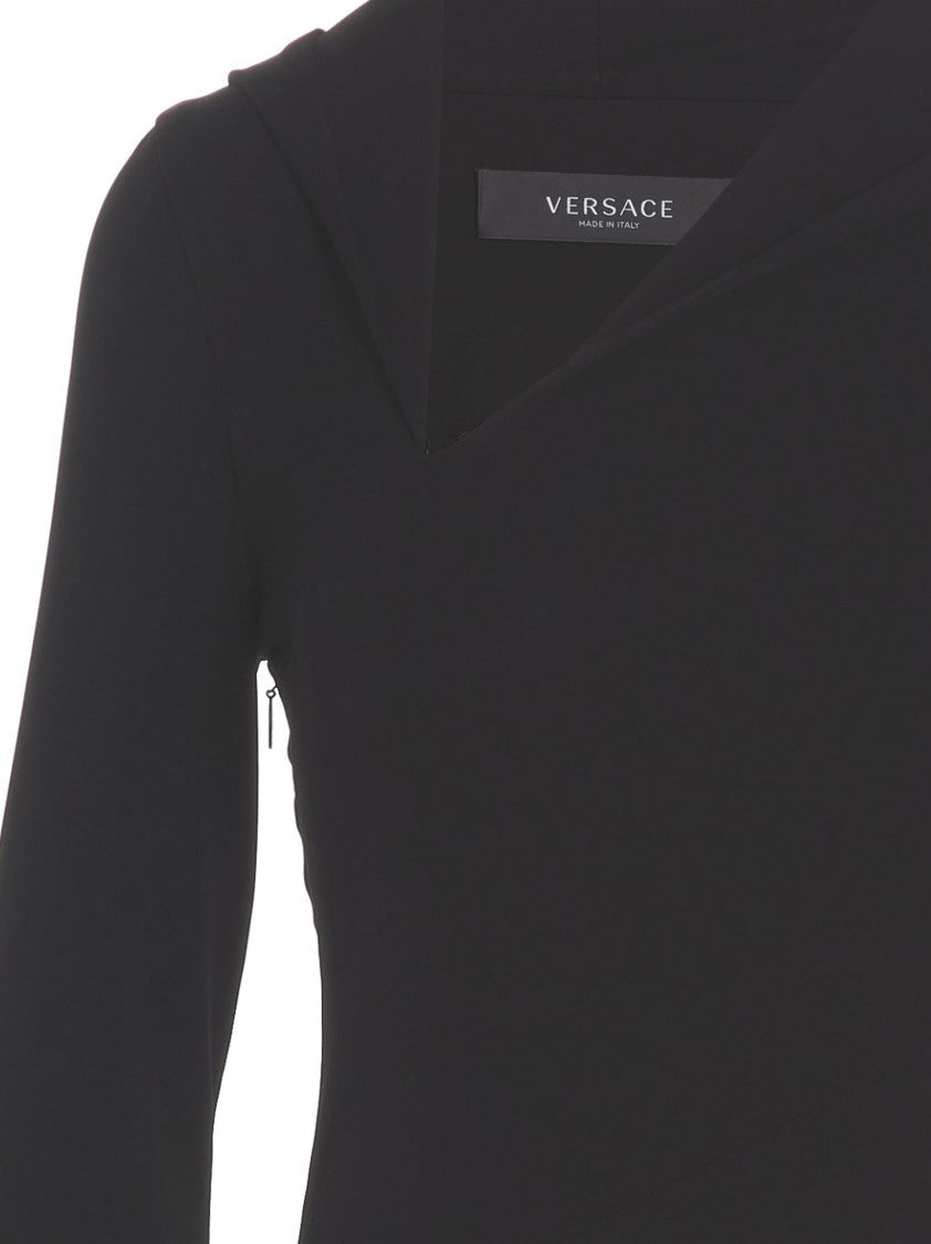 Versace Long Cut-Out Hooded Dress