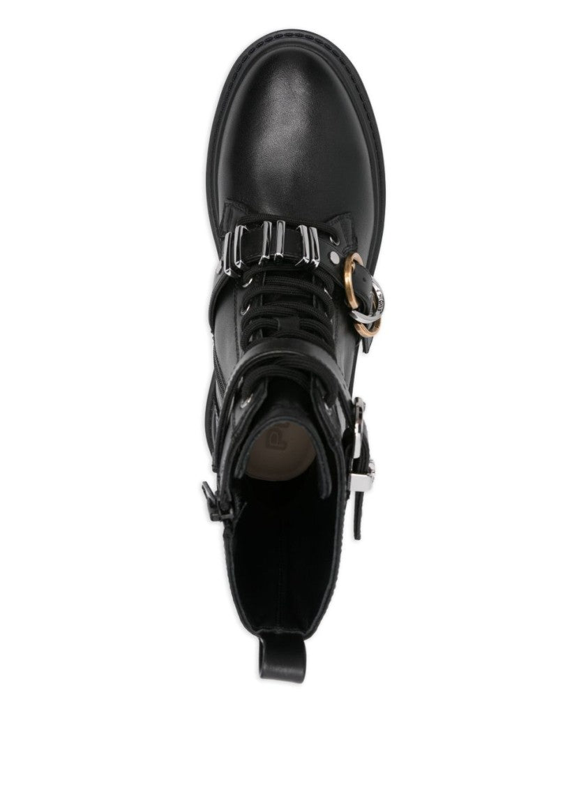 Pinko Lace-Up Ankle Boots With Decorative Buckles