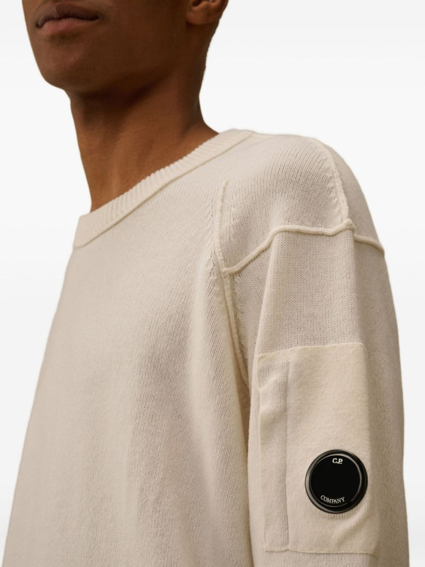 C.P. Company Crew Neck Sweater With Unique Sleeve Patch