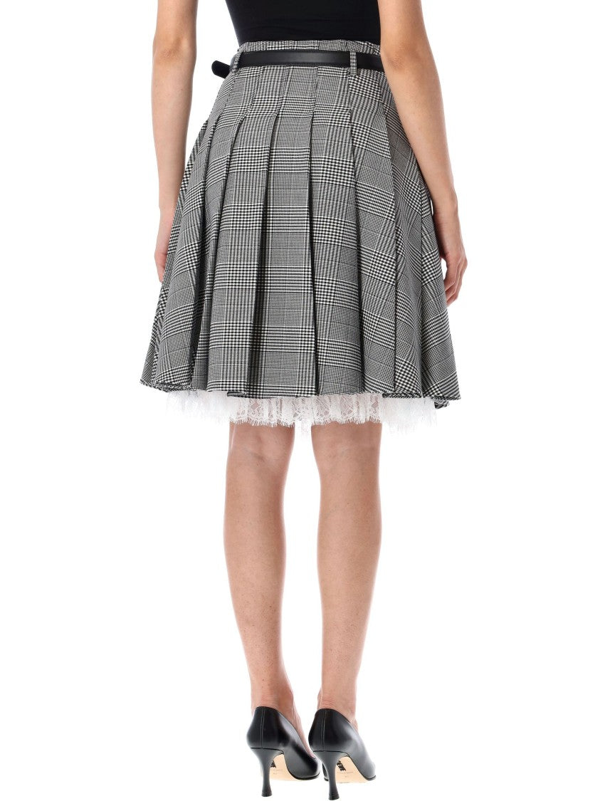 Self-Portrait Pleated Midi Skirt Prince Of Wales
