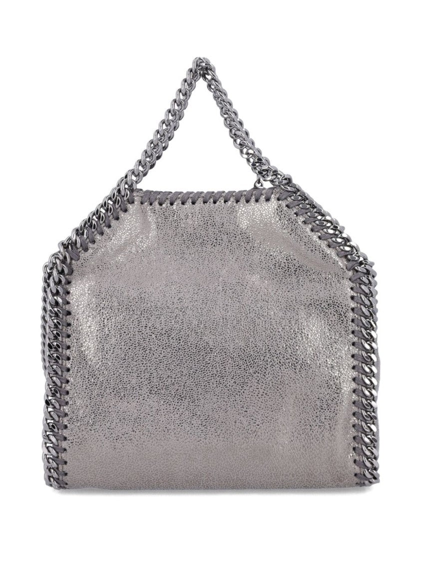 Stella Mccartney Silver-Tone Grey Bag With Decorative Stitching And Chain Strap