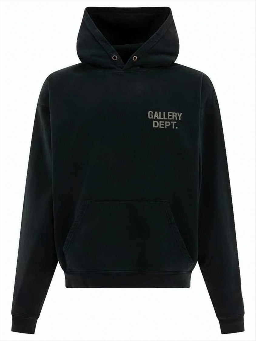 Gallery Dept. Black Cotton Hoodie With Logo Prints