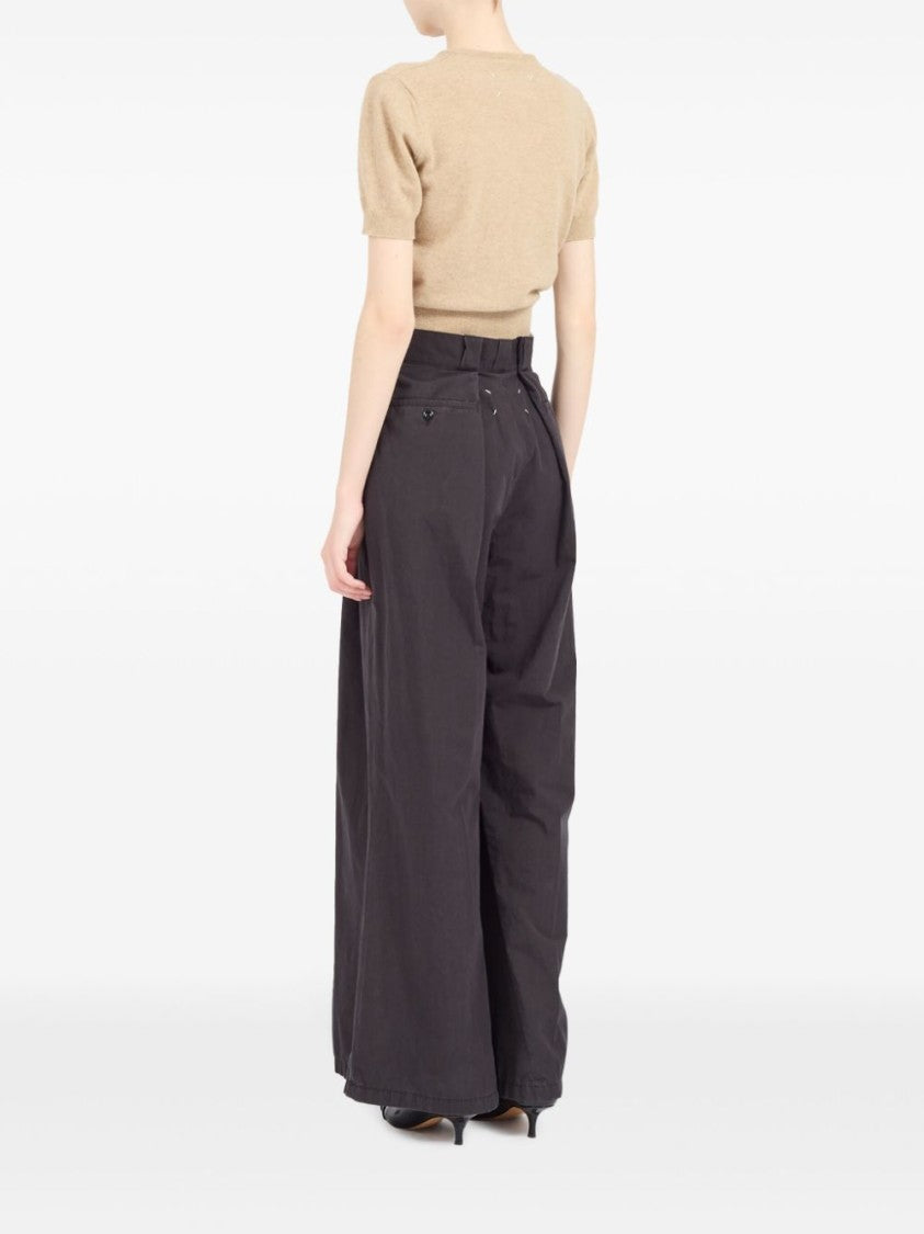Maison Margiela Beige Knitted Wool Short-Sleeved Top