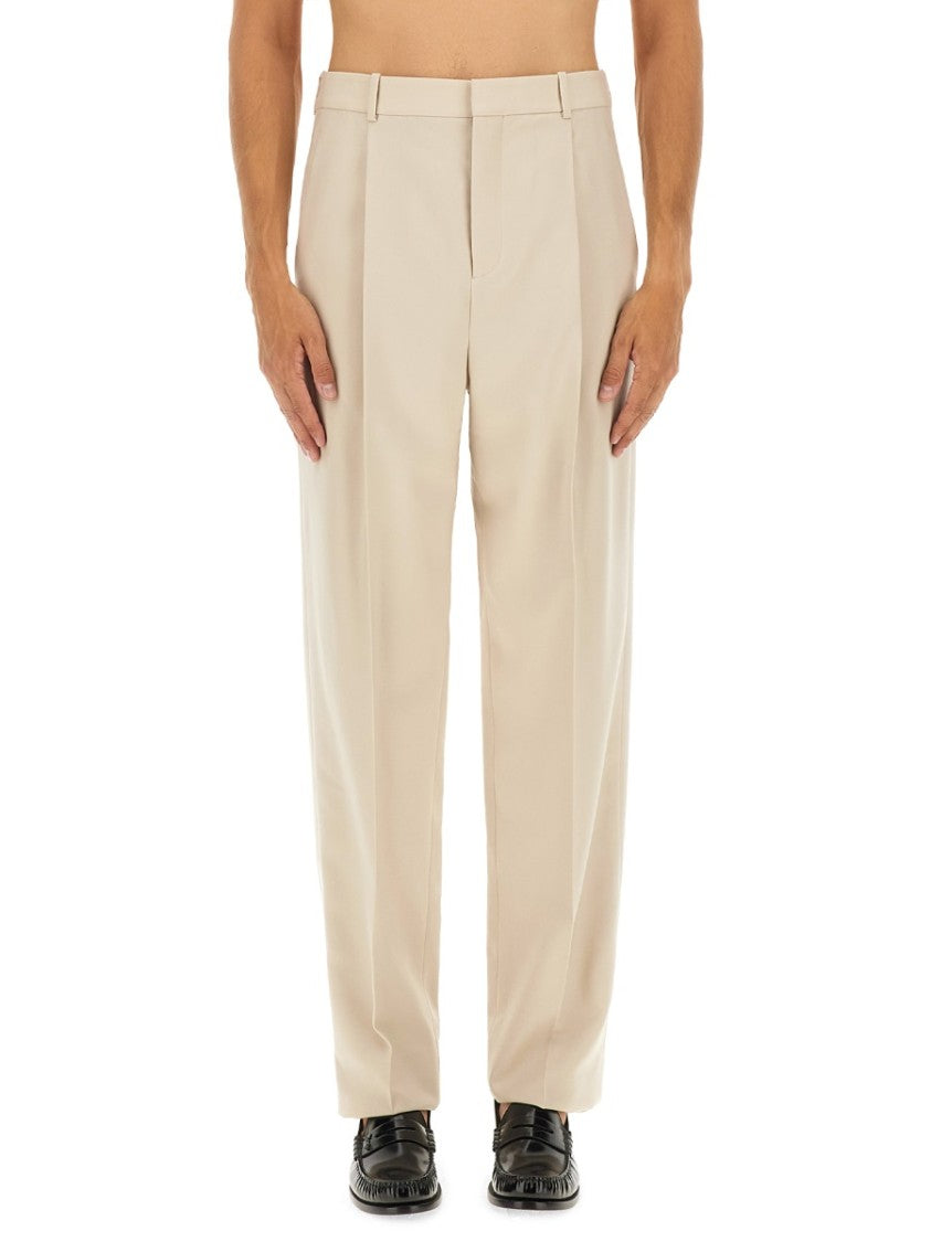 Saint Laurent High-Waisted Straight-Leg Wool Pants