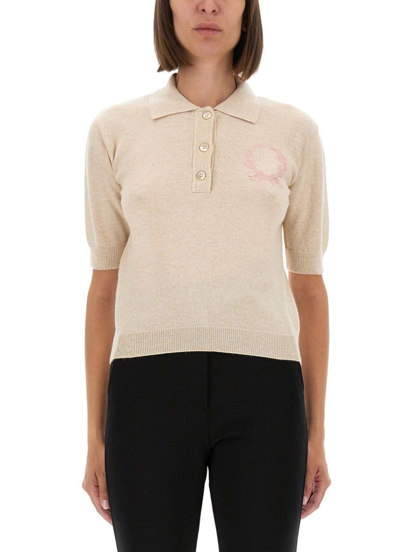 Moschino Wool Polo Shirt With Classic Collar And Logo
