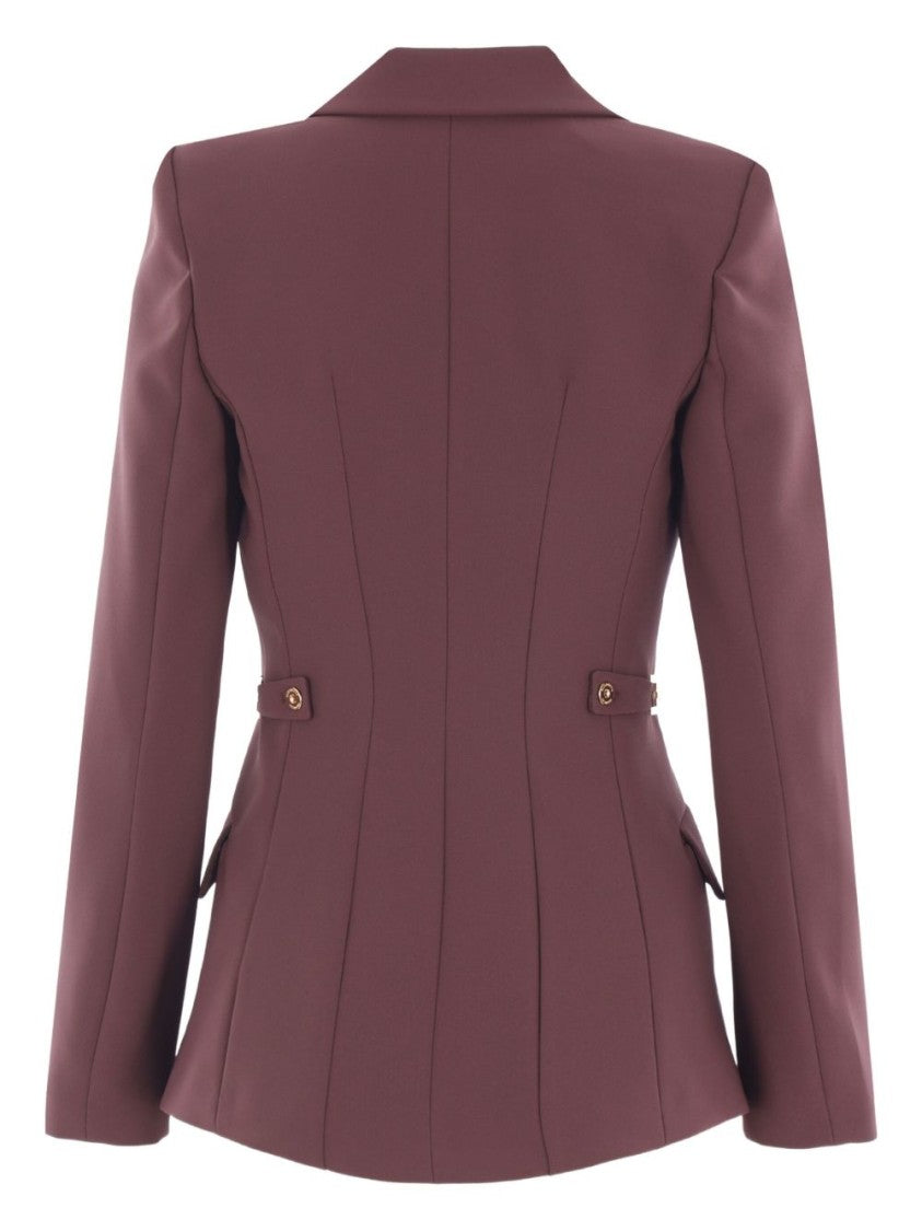 Elisabetta Franchi Bordeaux Tailored Jacket With Structured Shoulders