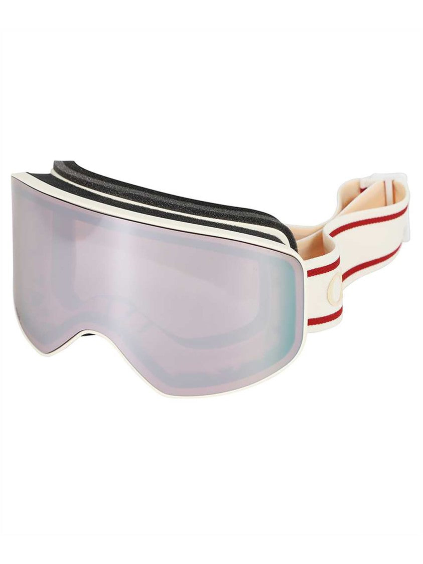 Chloé Oversized White Sunglasses With Reflective Lenses And Sporty Strap