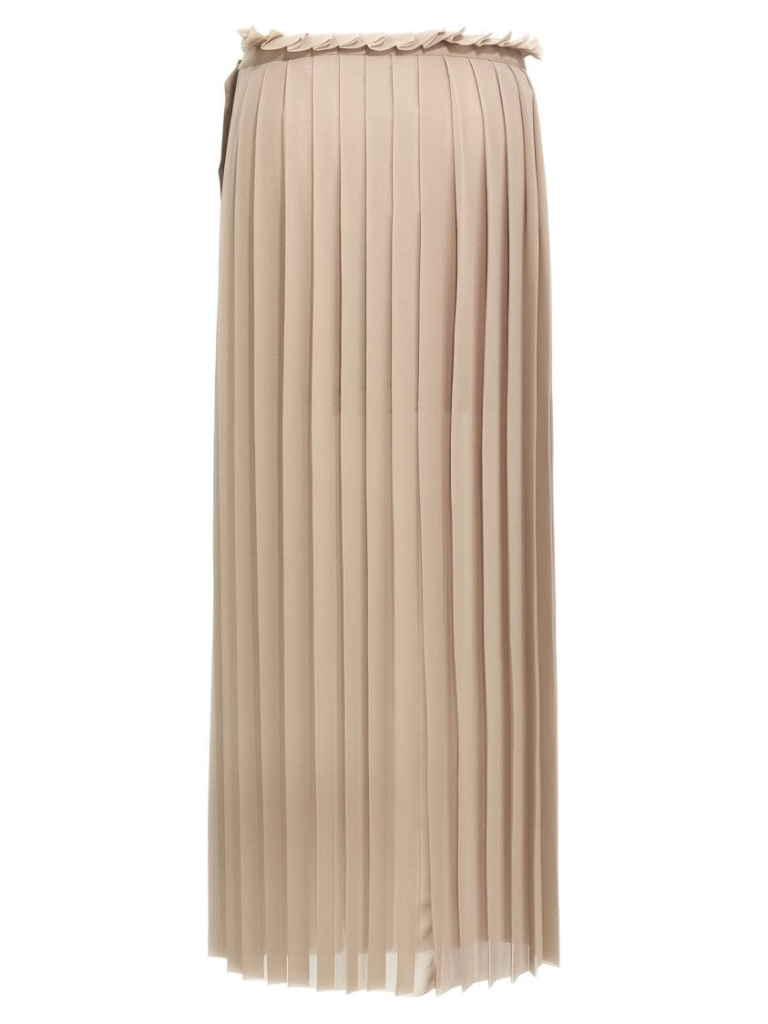 Ami Long Pleated Skirt With Flowing Silhouette And Smooth Texture