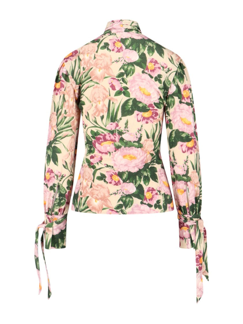 Chloé High-Neck Floral Print  Shirt