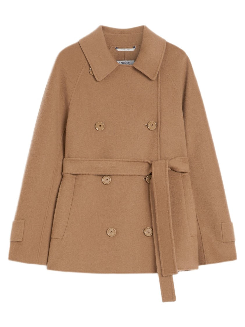 Max Mara Double-Breasted Wool Trench Coat With Hand-Stitched Detail