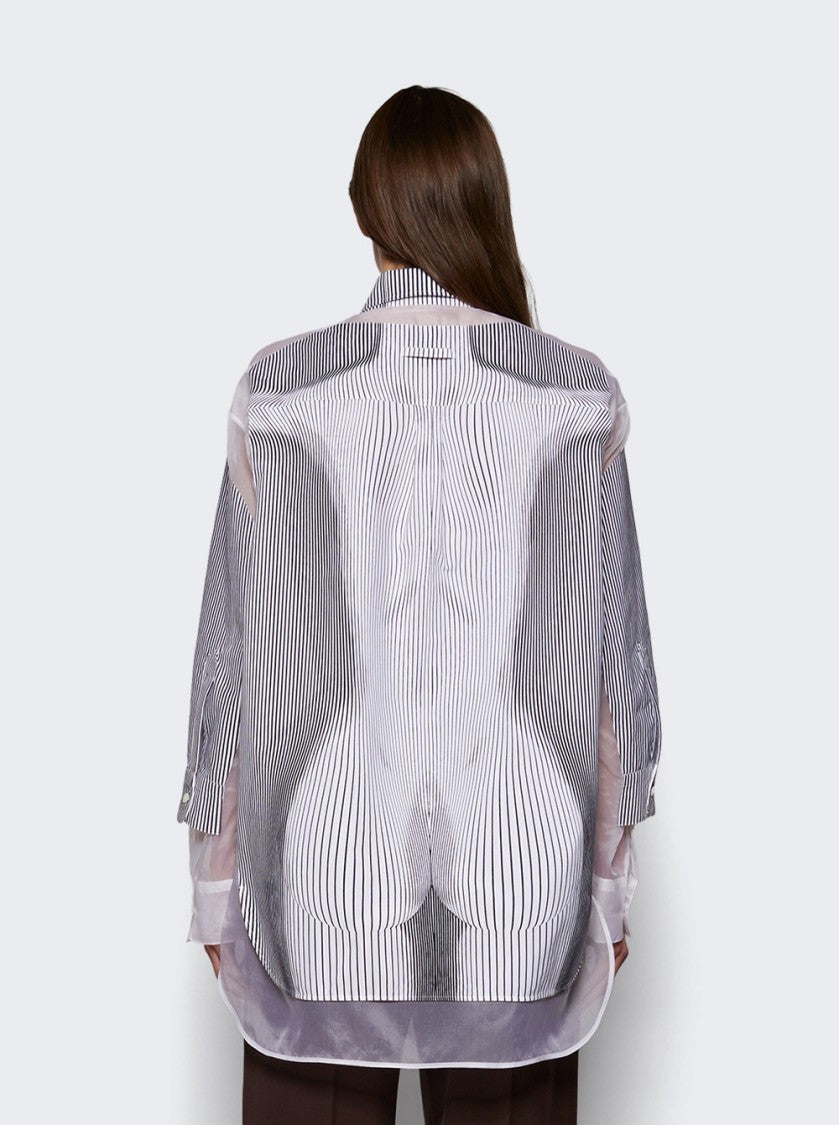 Jean Paul Gaultier Petit Grand Pinstripe Body Morphing Nylon Shirt Black And White