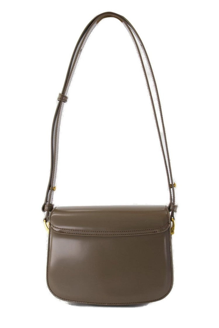 Ami Compact Shoulder Bag In Smooth Calf Leather With Embossed Logo