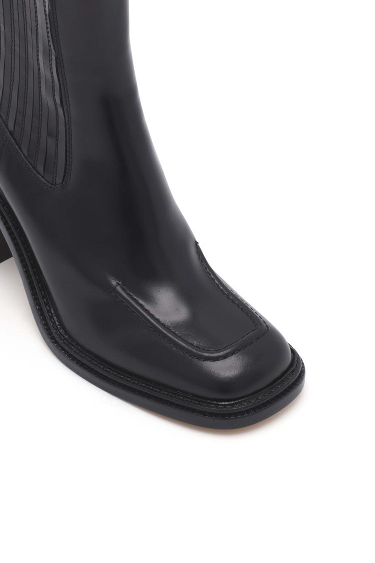 Maison Kitsuné Polished Black Leather Boots