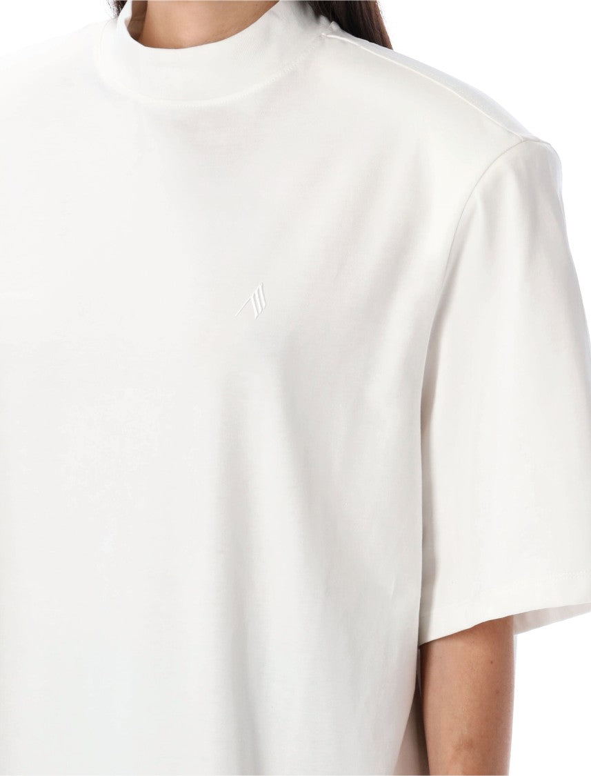 The Attico Boxy White T-Shirt With High Neckline