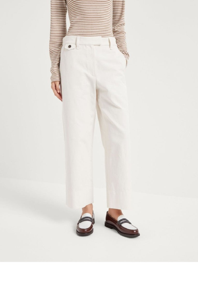 Brunello Cucinelli Wide-Leg Trousers With Tailored Silhouette And Soft Finish