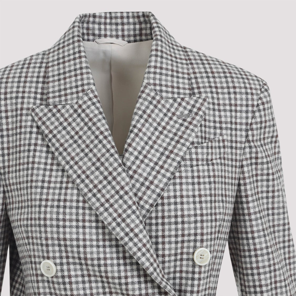 Brunello Cucinelli Beige Virgin Wool Vichy Jacket