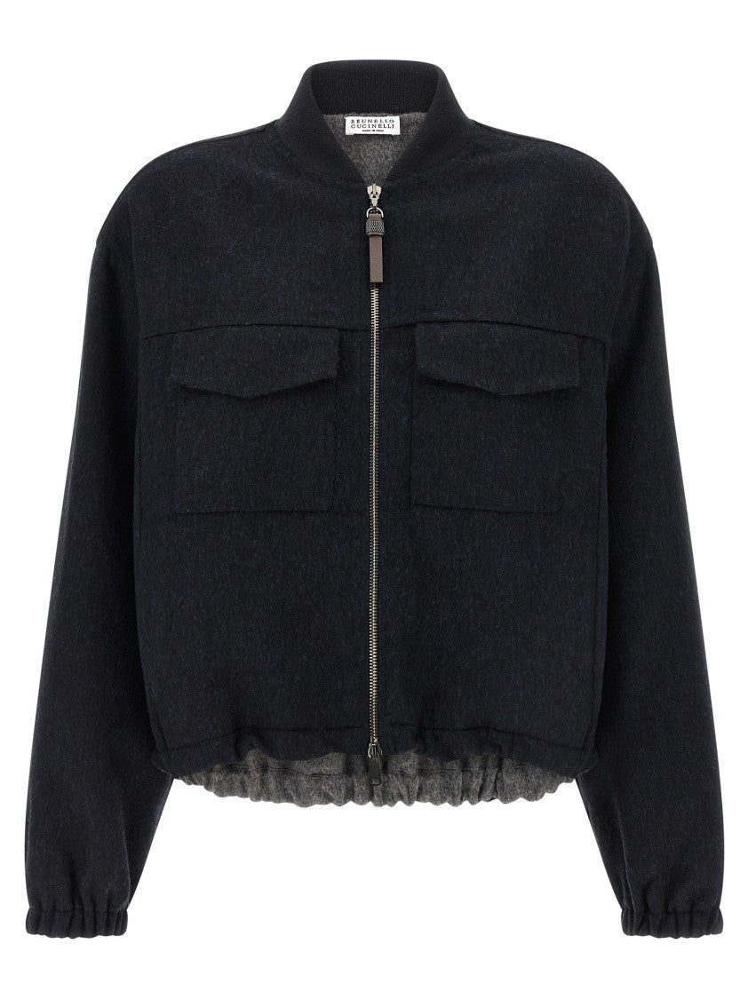 Brunello Cucinelli Shiny Zipper Pull' Bomber Jacket
