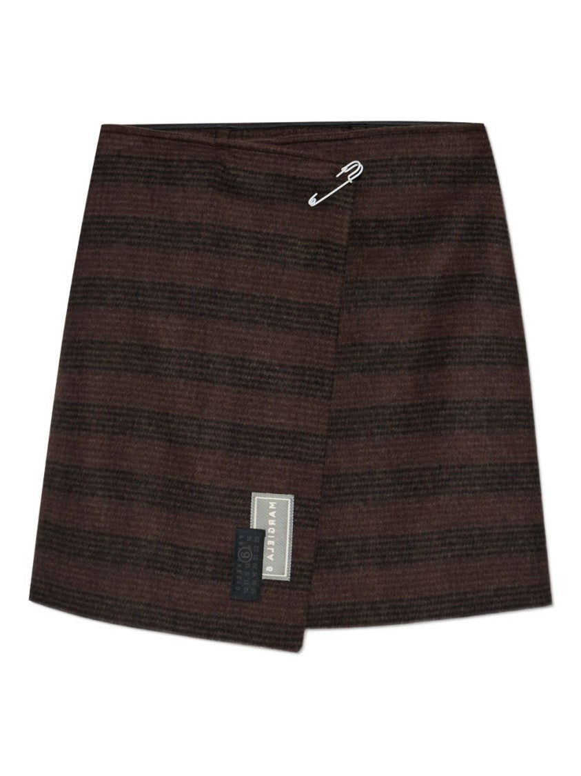 Mm6 By Maison Margiela Asymmetrical Mini Skirt With Bold Stripes