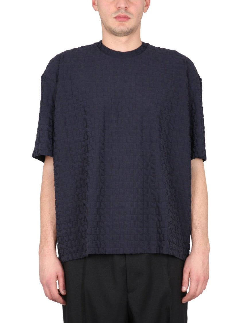Sunnei Textured All-Over Logo Crewneck T-Shirt