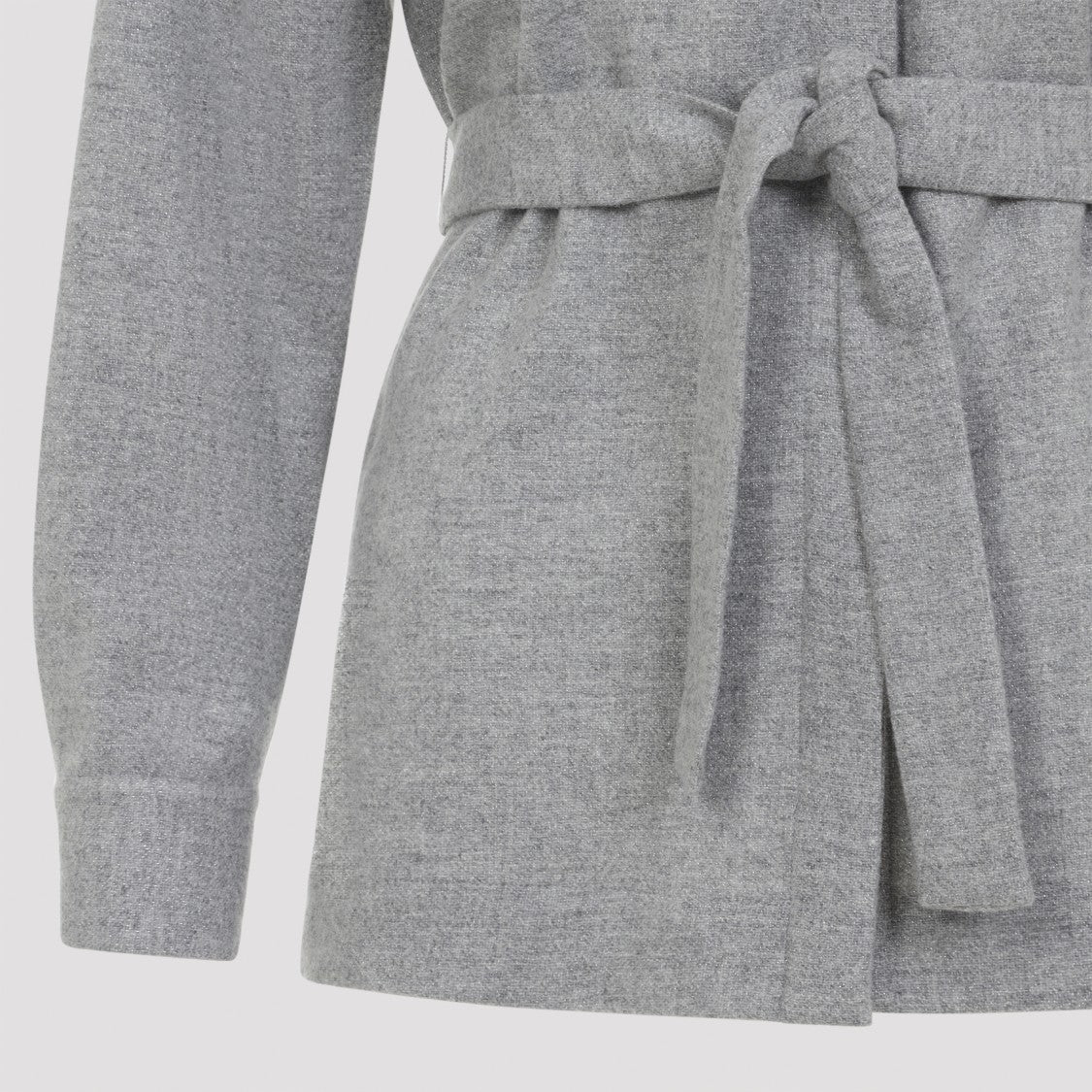 Peserico Pointed Collar Stone Grey Virgin Wool Flannel Shirt