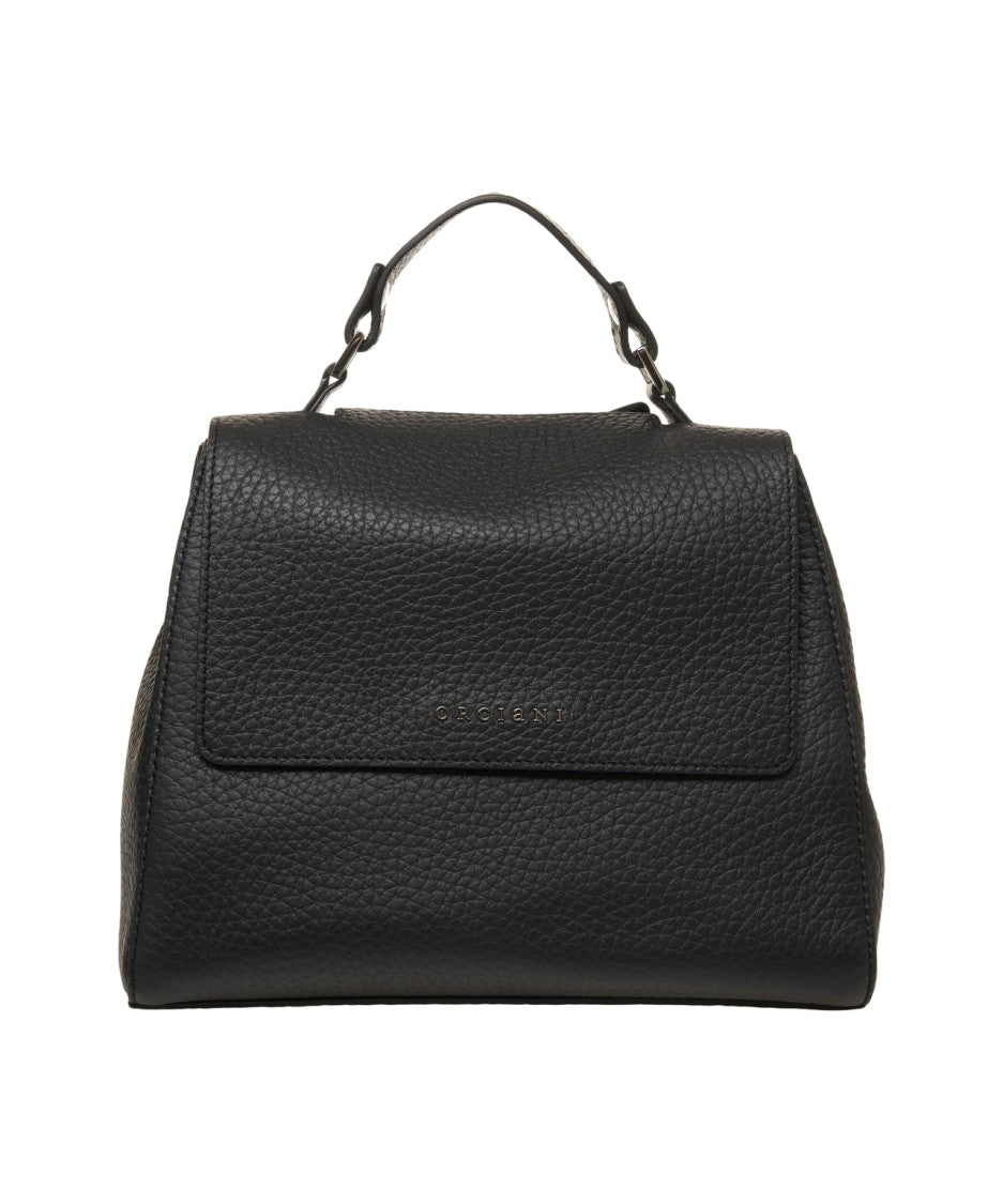 Orciani Hammered Leather Handbag With Versatile Shoulder Strap