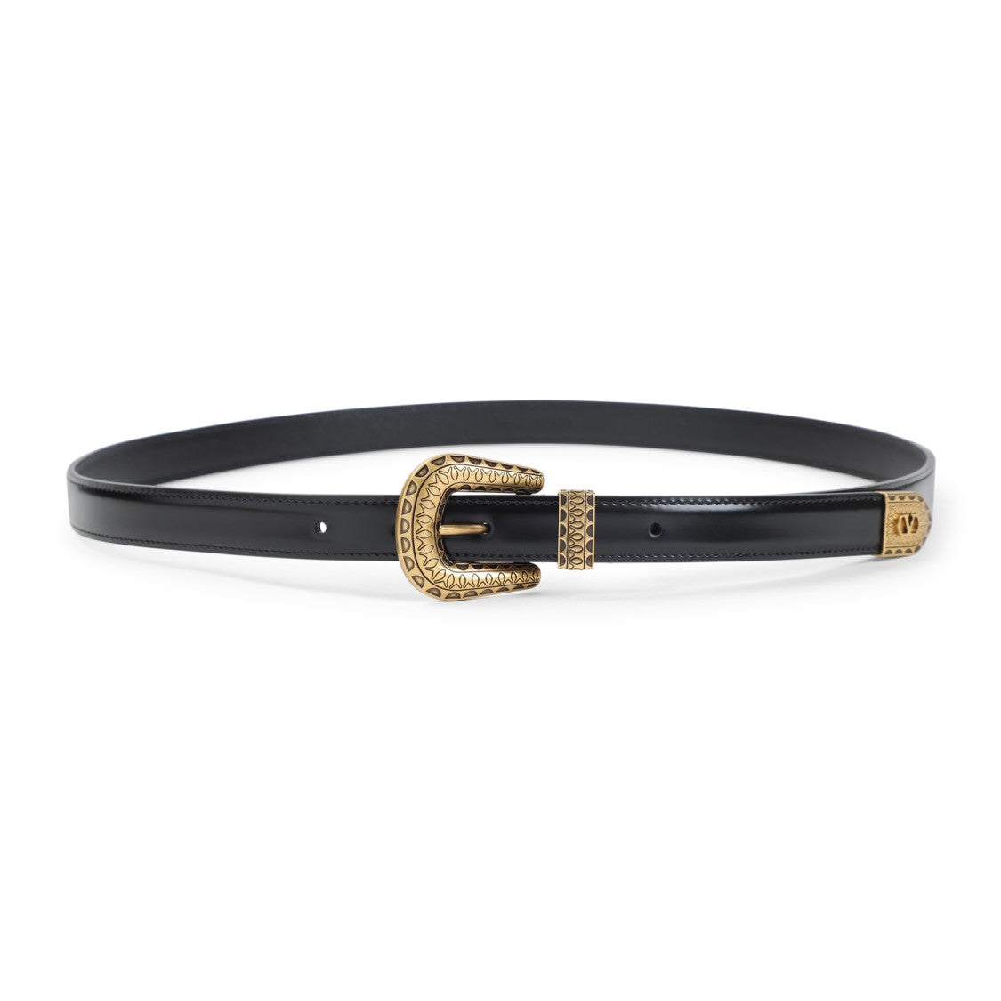 Valentino Garavani Refined Black Calf Leather Belt