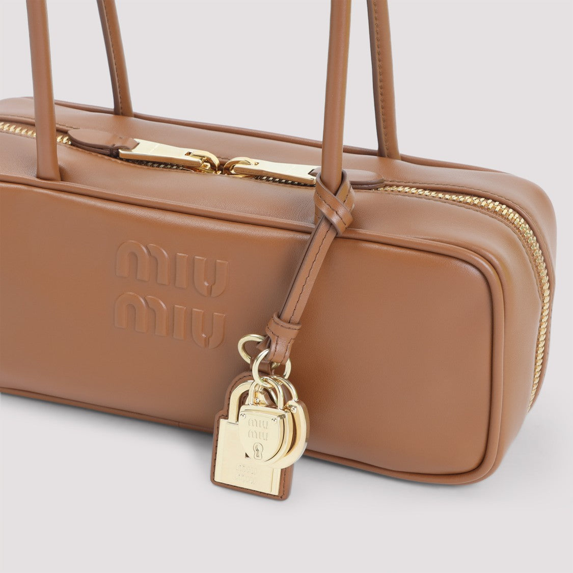 Miu Miu Rectangular Calf Leather Handbag With Gold-Tone Charm
