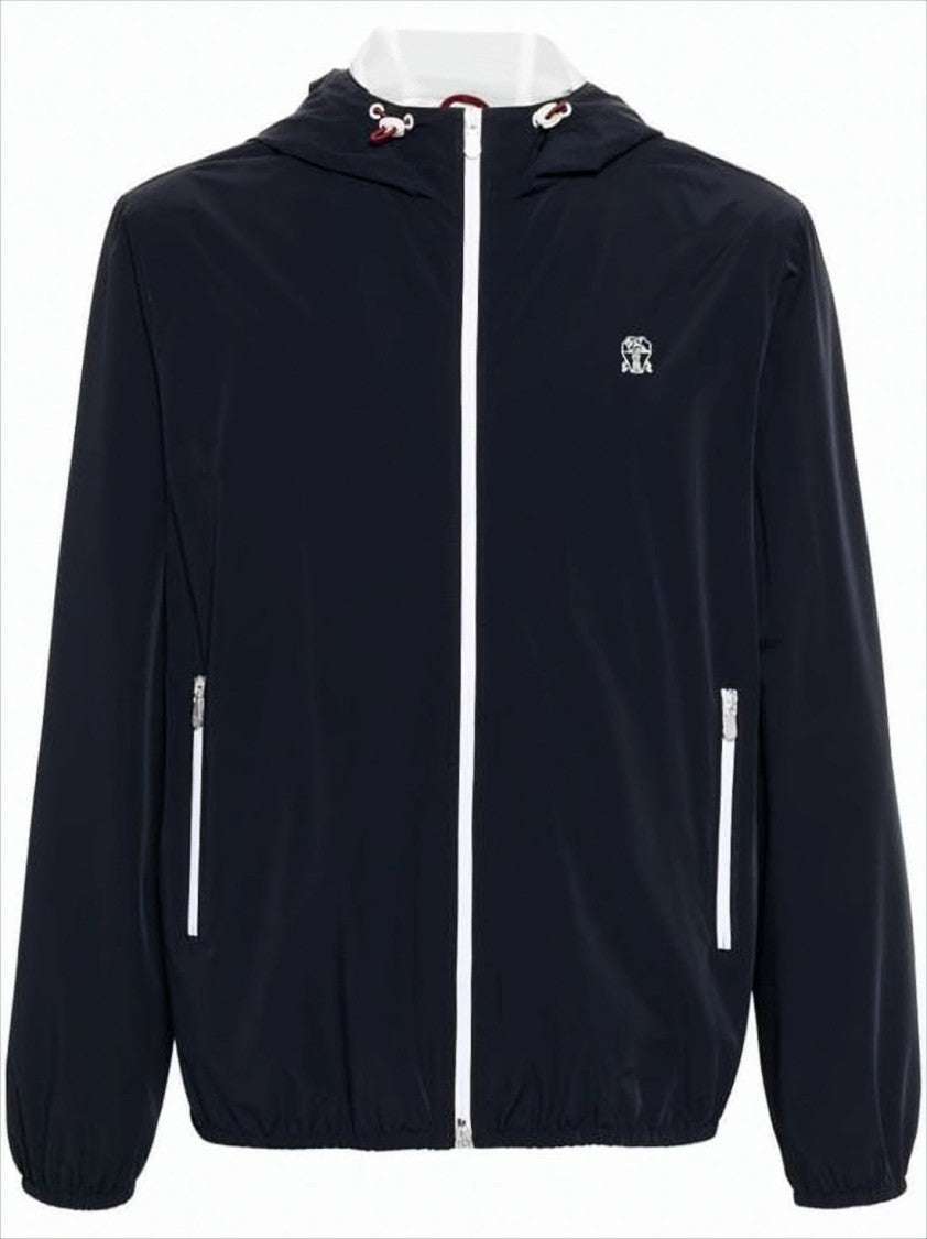 Brunello Cucinelli Lightweight Black Casual Jacket With Hood