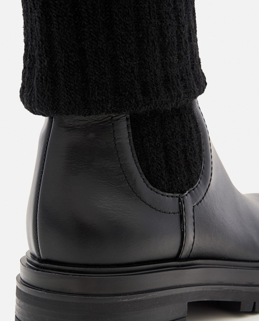 Gianvito Rossi Calf And Knit Ankle Boots