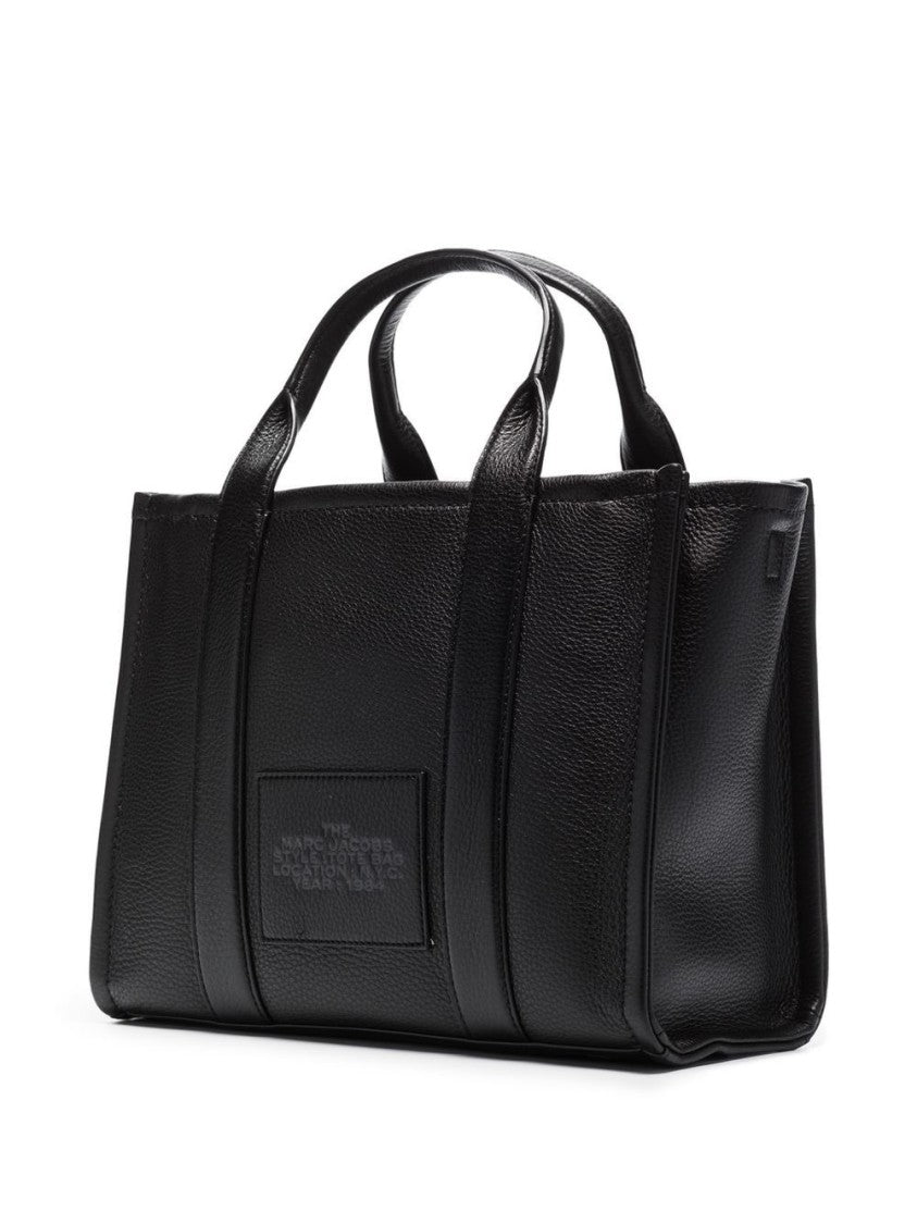 Marc Jacobs Structured Black Leather Handbag With Rounded Top Handles