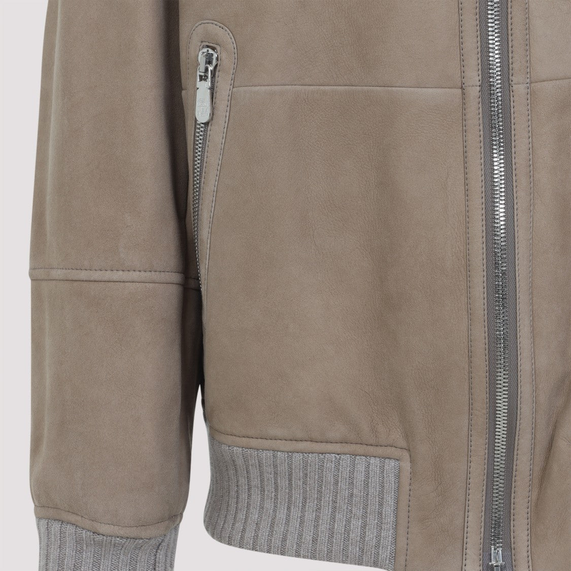 Brunello Cucinelli Shearling Collar Light Brown Sheepskin Jacket