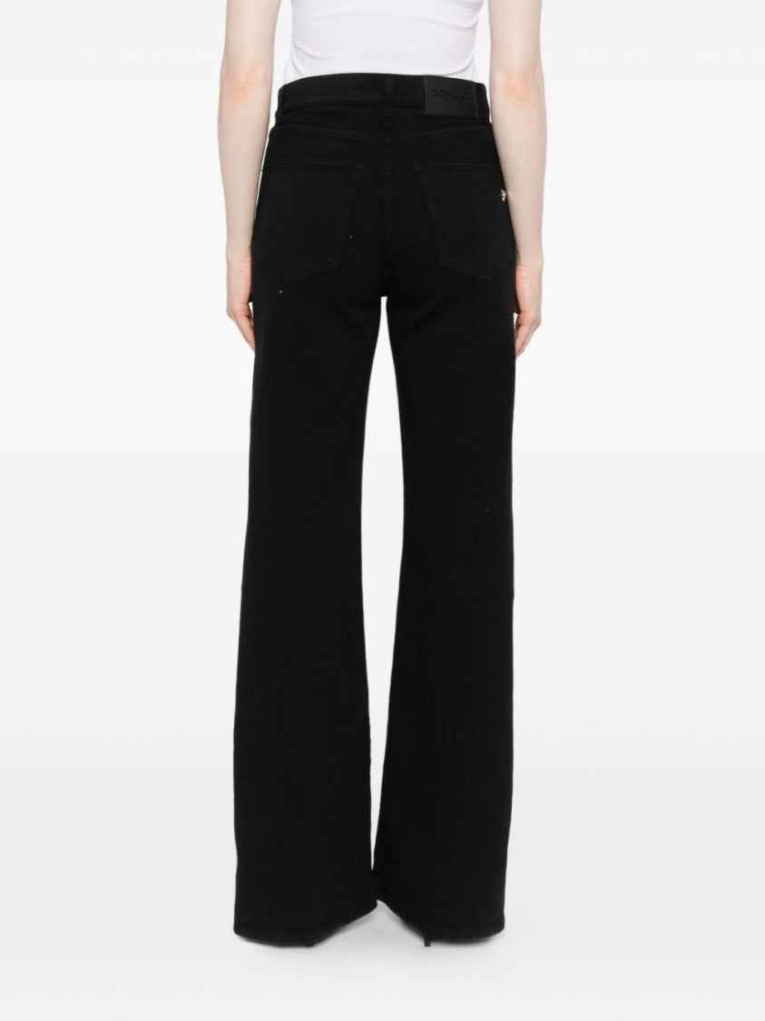 Dondup Wide-Leg Black Jeans With High Waist And Timeless Design