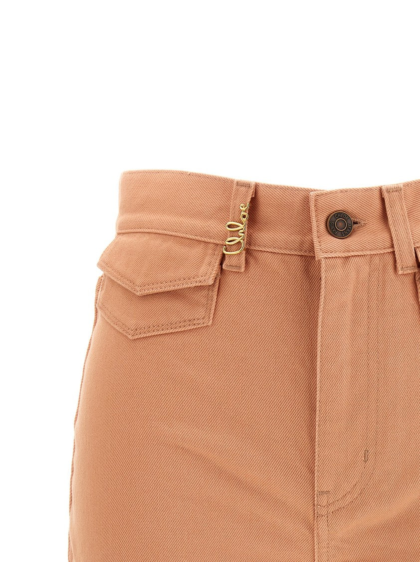 Chloé Garment-Dyed Cotton Denim Shorts