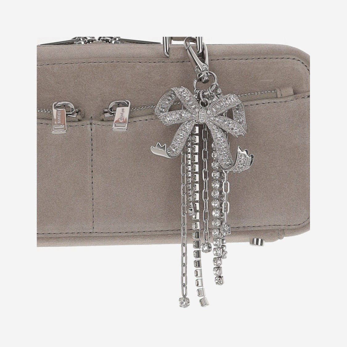 Self-Portrait Baguette Shoulder Bag In Suede With Dual Handles
