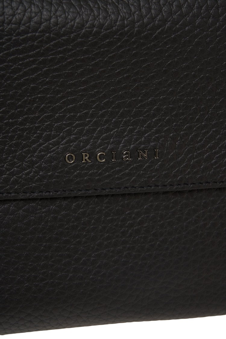 Orciani Hammered Leather Handbag With Versatile Shoulder Strap