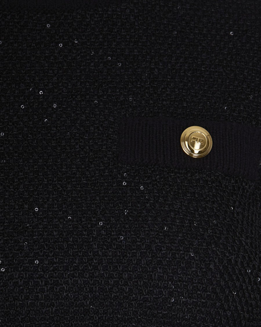 Elisabetta Franchi Black Sequined Knit Top