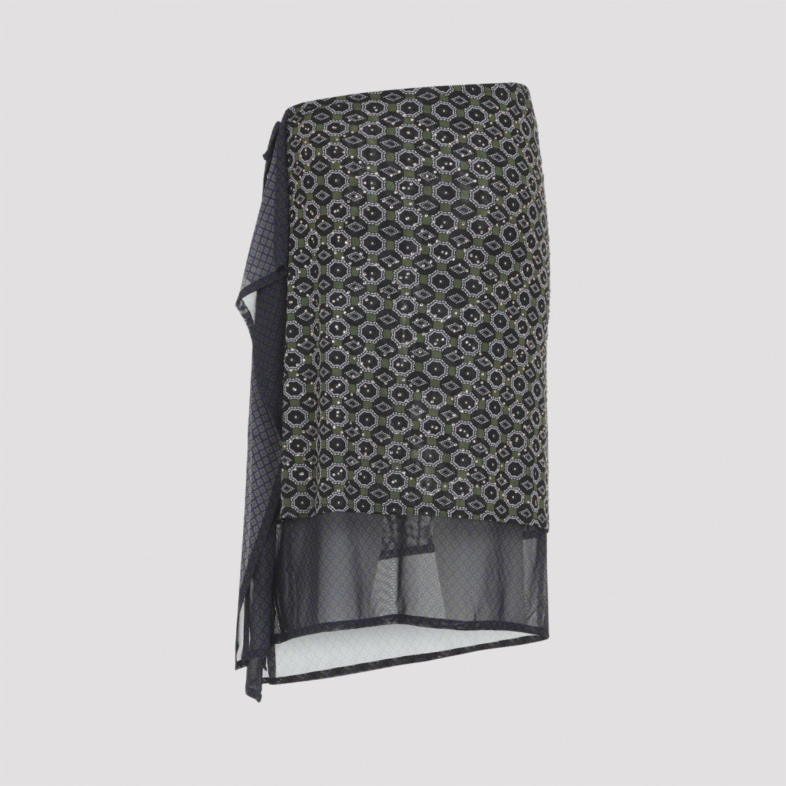 Dries Van Noten Asymmetrical Midi Skirt With Geometric Pattern