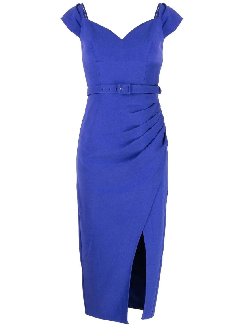Self-Portrait Cobalt Crepe Midi Dress
