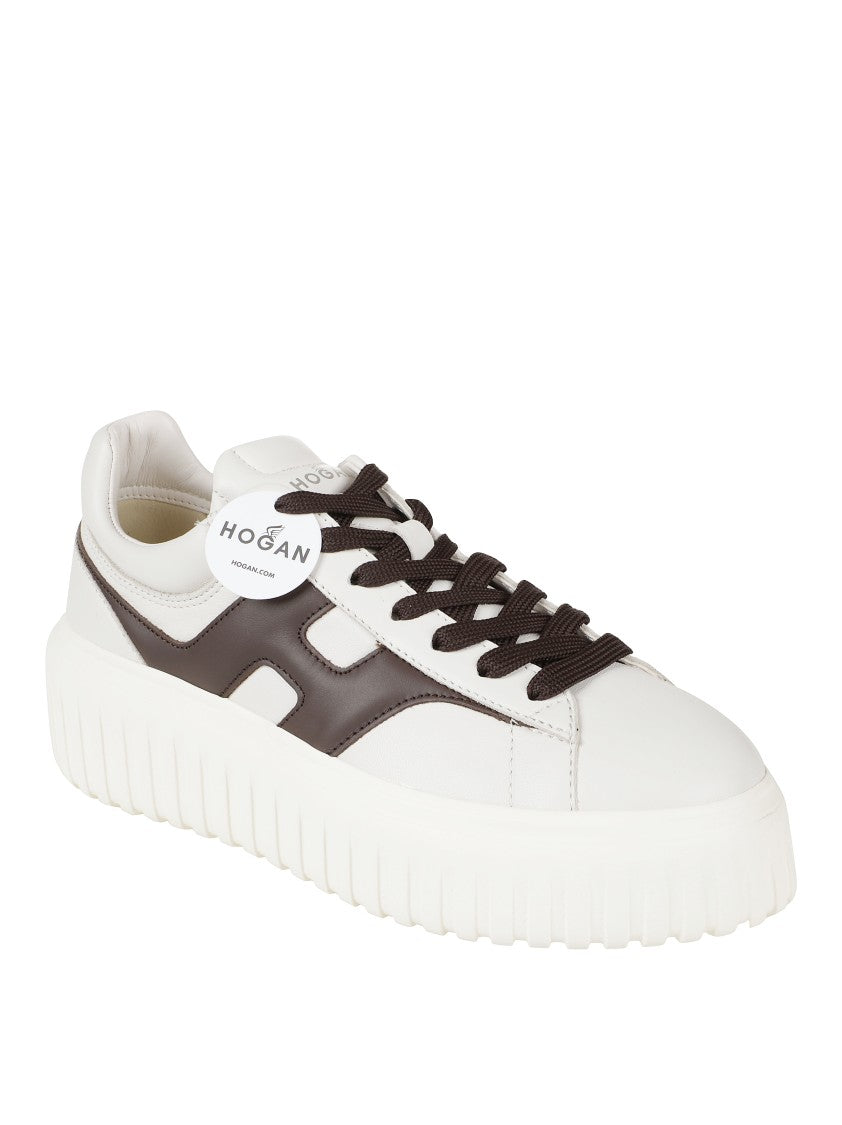 Hogan Beige Sneakers With Chunky Ridged Sole