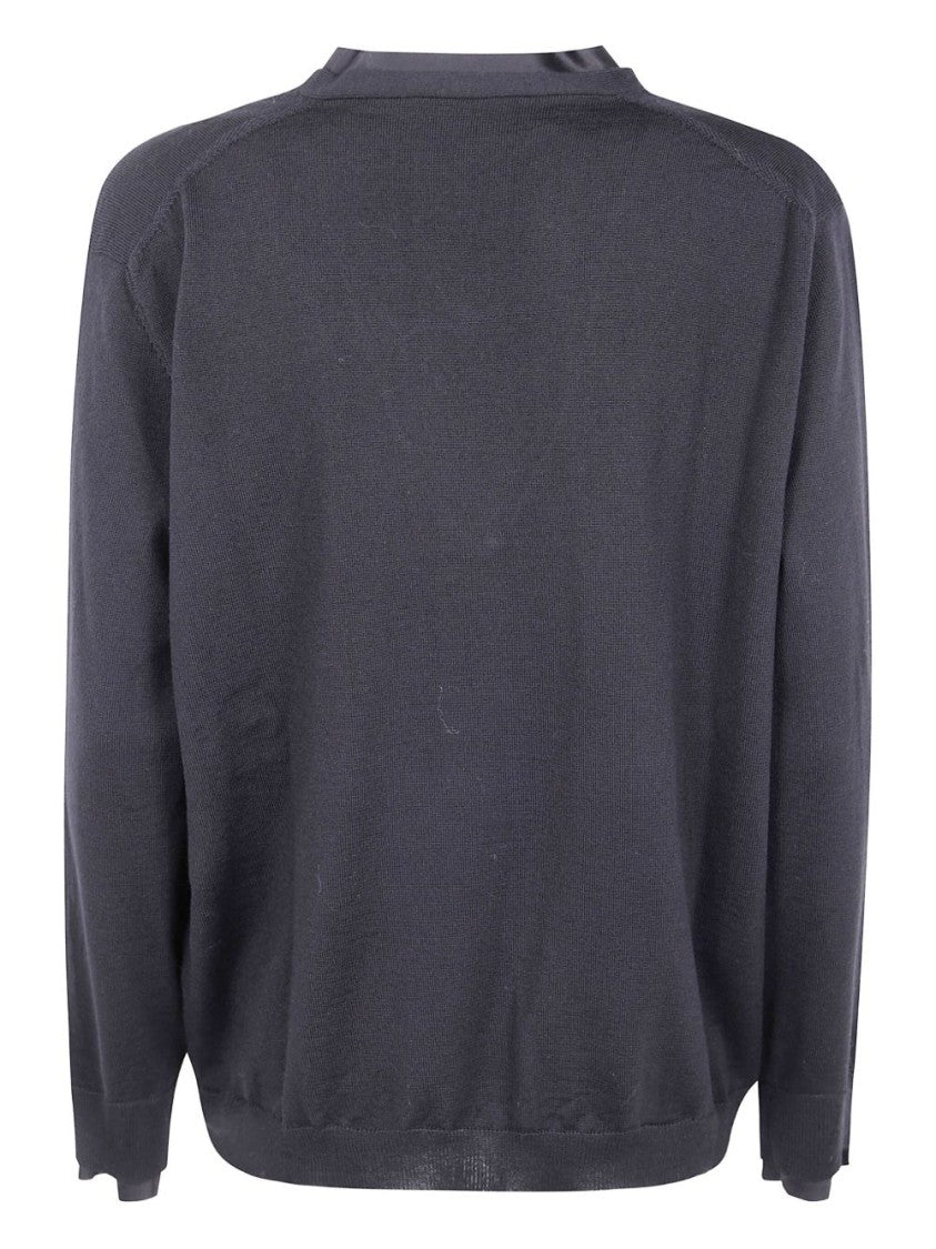 Semi Couture Relaxed Fit V-Neck Sweater With Satin Trim